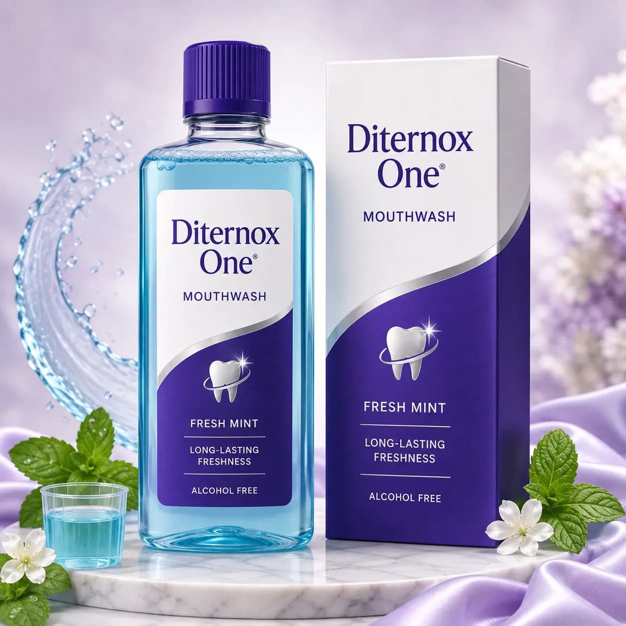 Diternox One Fresh Mint Mouthwash 500 Ml | Alcohol Free | Long-Lasting Freshness