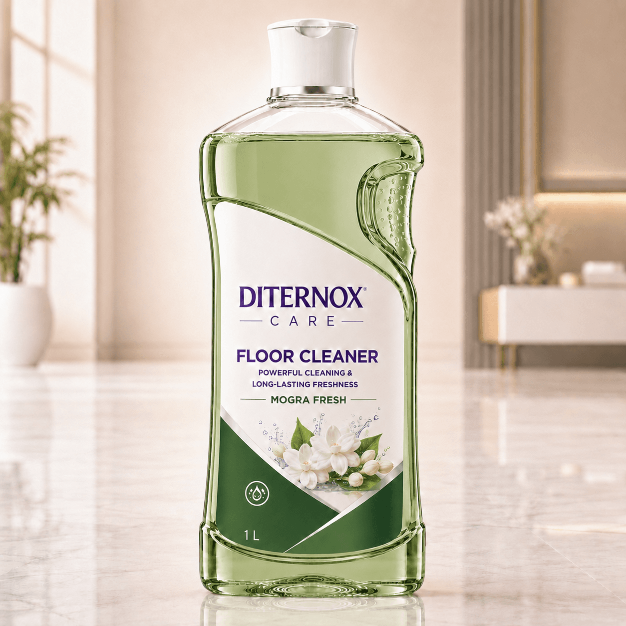 Diternox Care Floor Cleaner, Mogra Fresh, 1 L – Powerful Cleaning & Long-Lasting Freshness